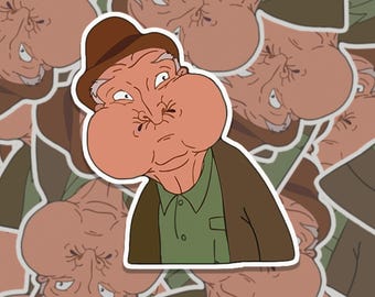 Grumpy Old Cartoon Man Sticker: 90s Animated Parody Decal
