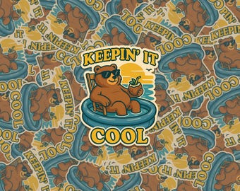 Keepin It Bear Sticker, Waterproof Vinyl Decal, Lake Life Boat Accessory