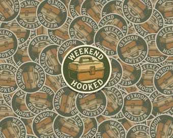 Weekend Hooked Fishing Sticker: Waterproof Vinyl Boat Decal