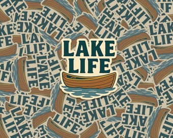 Lake Life Vinyl Sticker: Waterproof Fishing Decal for Laptop, Boat