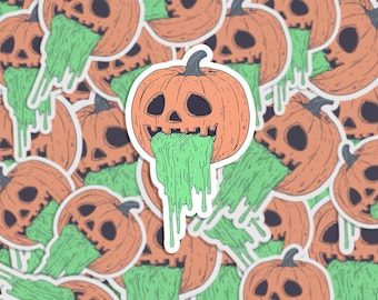 Haunted Jack-o-lantern Vinyl Sticker: Spooky Halloween Decal