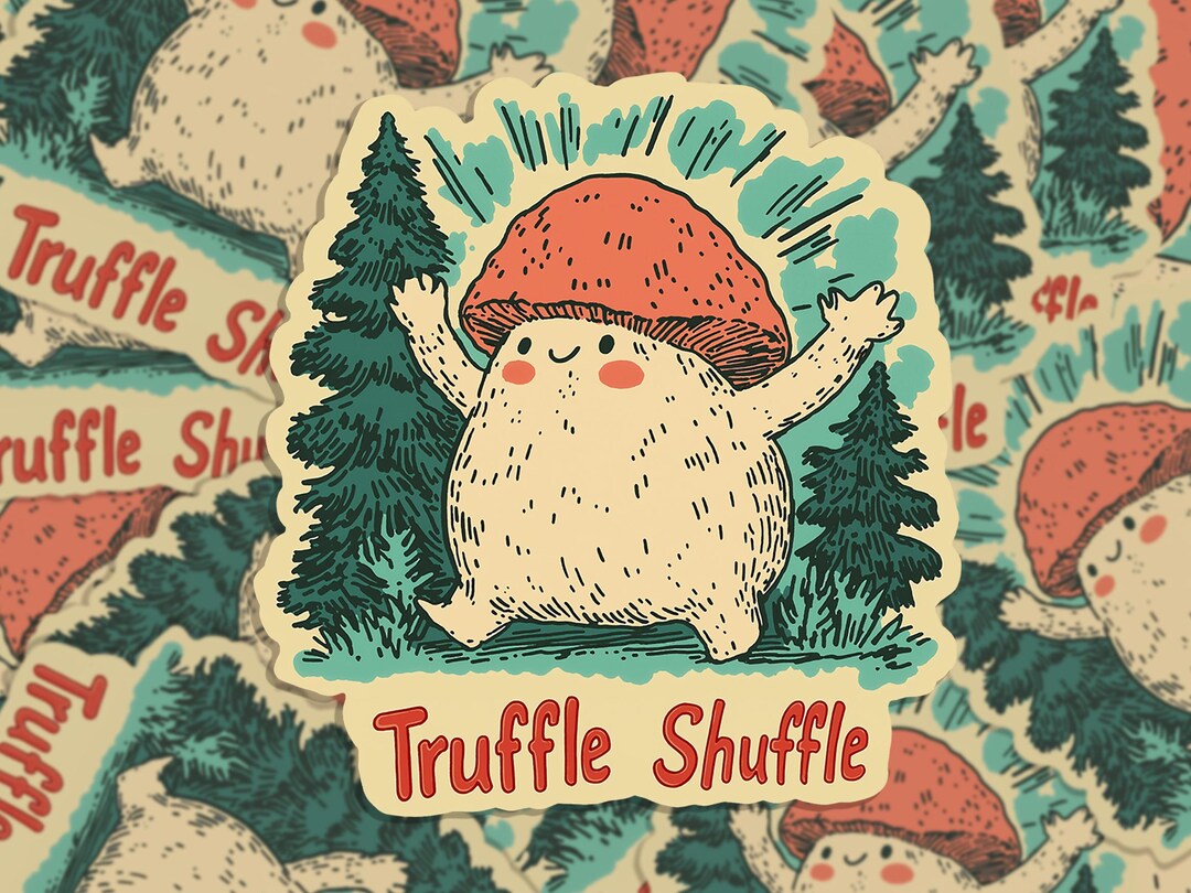 Truffle Shuffle Mushroom Vinyl Sticker, Laptop Decal - Etsy