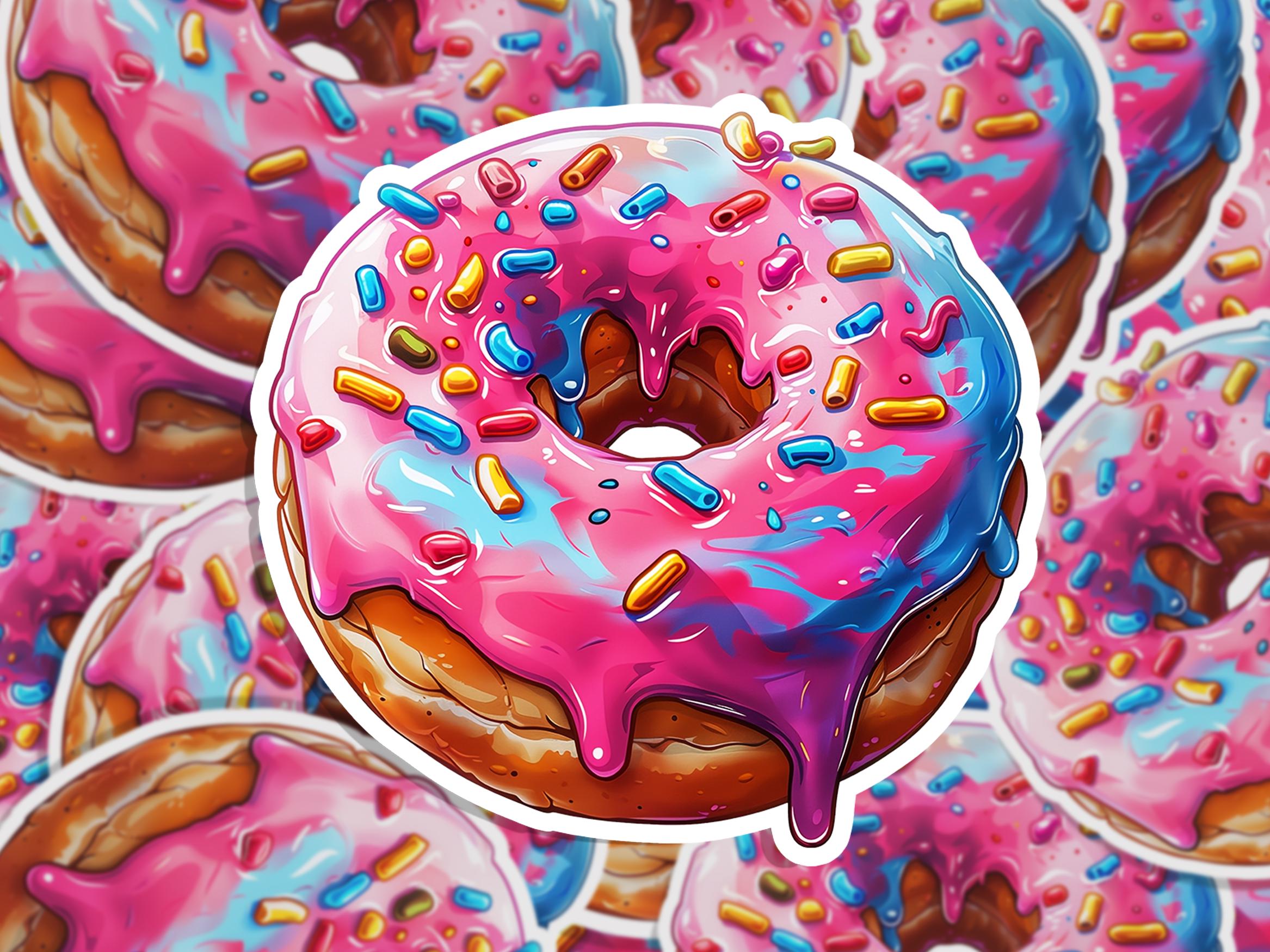 3D Donut Sticker: Matte Vinyl Decal for Laptop, Car, Water Bottle, image size:2334x1750