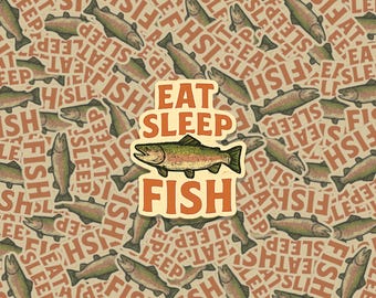 Eat Sleep Fish Sticker: Waterproof Vinyl Fishing Decal