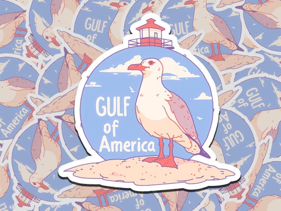 Gulf of America Sticker: Seagull & Lighthouse, Matte Vinyl