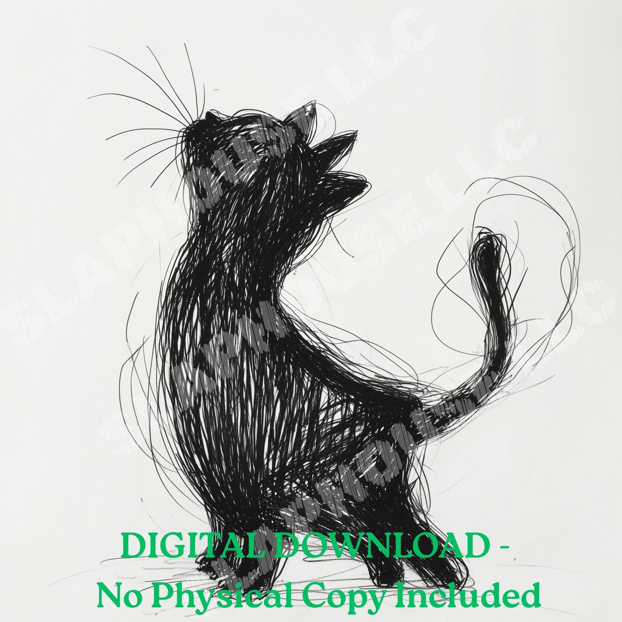 Minimalist Cat Line Art Print Set of 3: Black Sketch, Modern Home ...