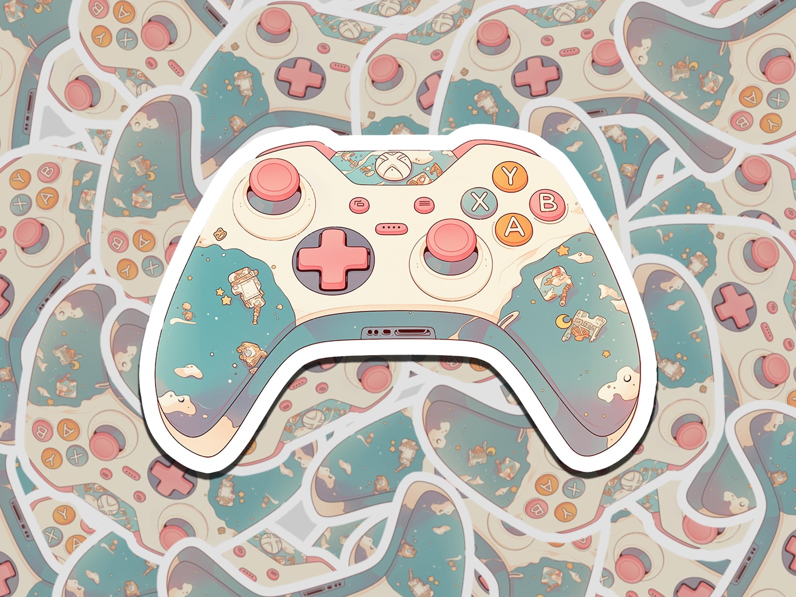 Game Controller Sticker, Gamer Decal, Laptop Vinyl, Waterproof Matte ...