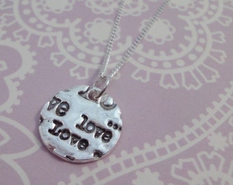 Small Rustic Love Print Necklace - One Off