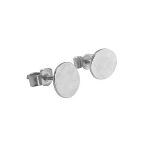 Hammered Silver Round Stud Earrings image 3