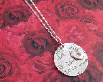 Love Print Silver Necklace