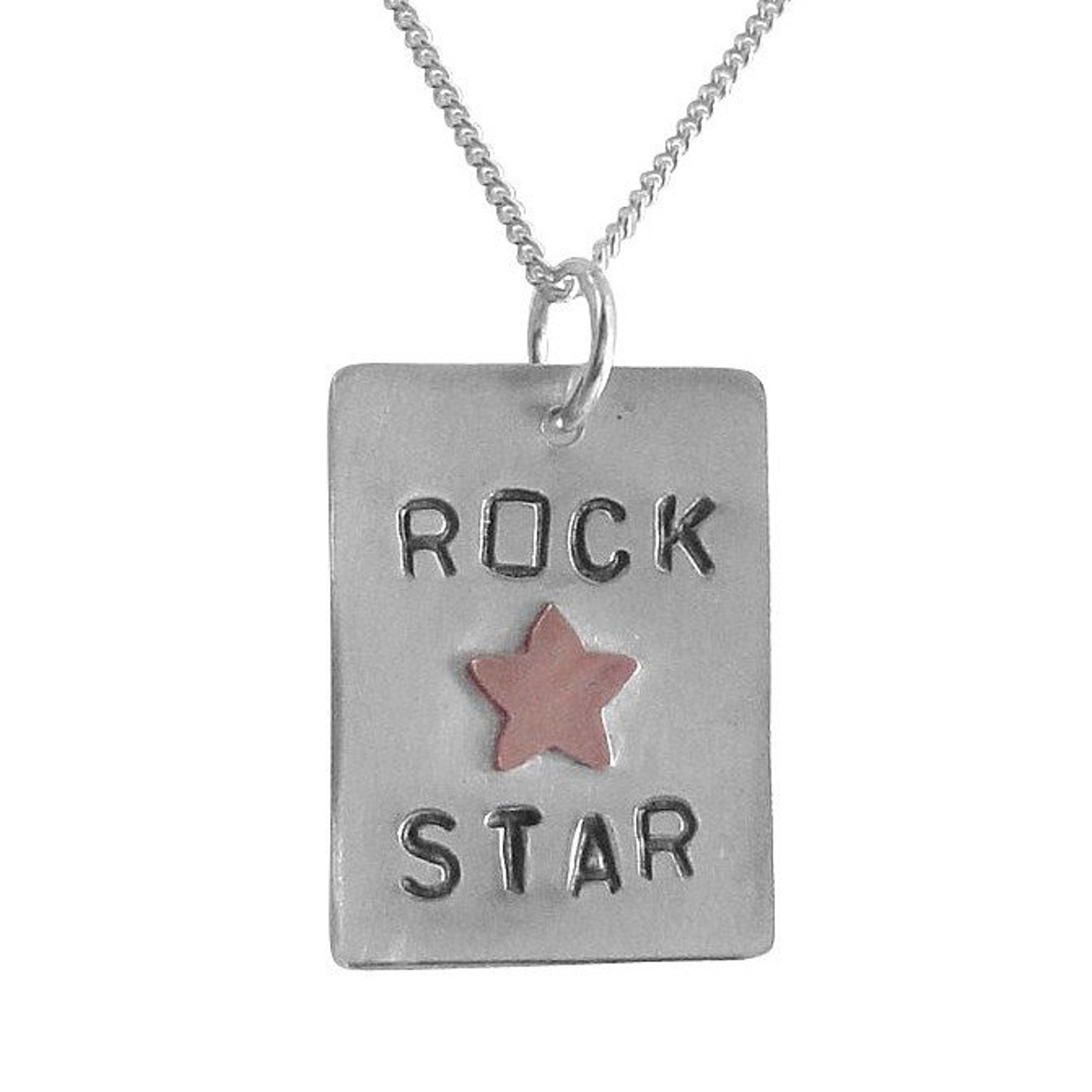 Rock Star Silver & Copper Necklace Etsy UK