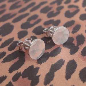 Hammered Silver Round Stud Earrings image 1