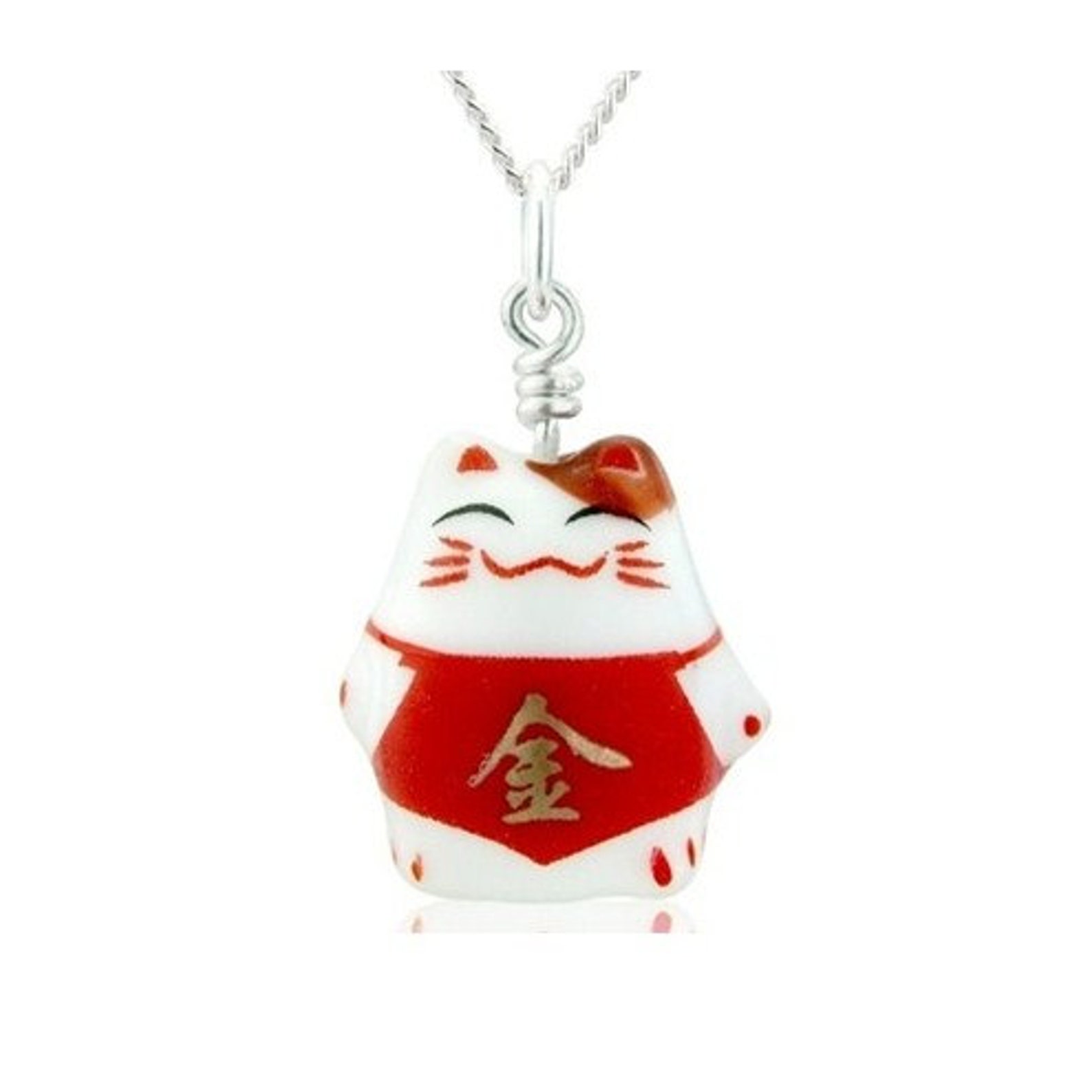 Lucky Cat Charm Necklace Jin wealth Etsy