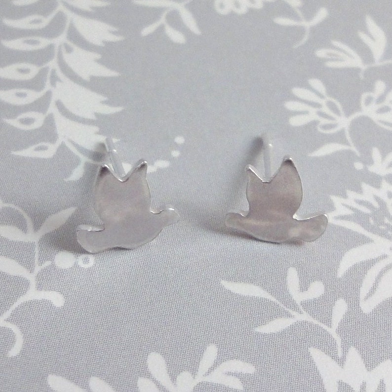 Silver Bird Stud Earrings image 3