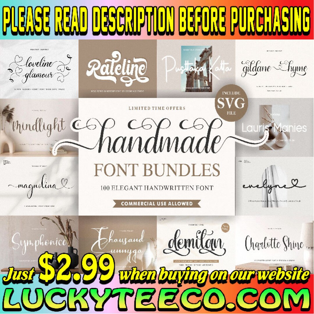 Handwritten Font Bundle Calligraphy Font, Script Font, Cricut Font Svg ...
