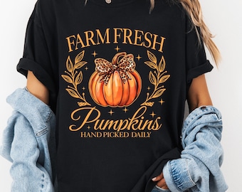 Koszula jesienna Comfort Colors Pumpkin, świeże dynie z farmy, koszula jesienna, koszula miłośnika dyni, koszula na sezon jesienny, koszula damska na Święto Dziękczynienia
