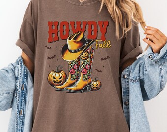 Comfort Colors Howdy Fall Shirt, Western Fall Shirt, Retro Fall Halloween Shirt, Vintage Fall Shirt, Western Halloween Shirt, Pumpkin Shirt