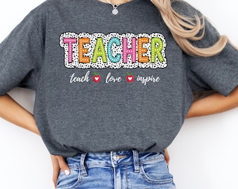 Camisa de maestro dálmata, camisas de maestro, camisa de regreso a la escuela, regalo para el maestro, camisa de agradecimiento al maestro, camisa colorida del maestro