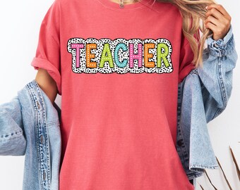 Comfort Colors Camisa dálmata para maestros, Camisas para maestros, Camisa de regreso a la escuela, Regalo para maestros, Apreciación del maestro, Camiseta colorida para maestros