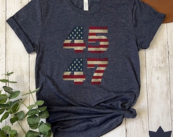 45 47 T-shirt, Trump T-shirt 45 47, Save America, president Trump 2024, verkiezing 2024, conservatief cadeau, grappig patriottisch T-shirt