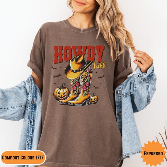 Comfort Colors Howdy Fall Shirt, Western Fall Shirt, Retro Fall Halloween Shirt, Vintage Fall Shirt, Western Halloween Shirt, Pumpkin Shirt