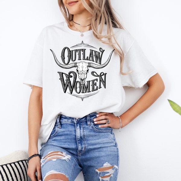 Outlaw Woman Shirt, Western Graphic Tee for Women, Cute Western Shirt, Rodeo Shirt, Distressed Graphic Tee, Trendy Graphic Tees
