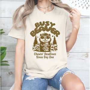 Busy Beaver Shirts Funny Beaver T Shirt for Women Men Kids Shirt Busy Beaver Shirts Vintage Beaver Theme Graphic Tee, Trendy Graphic Tee