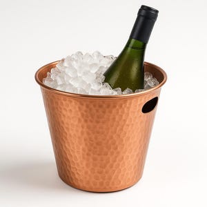 Hammered Copper Ice Bucket – Rustic Beverage Chiller Pail – Cold Drink Tub – Outdoor Entertaining or Gift Idea – Barware & Drink Cooler
