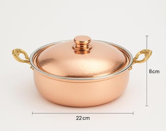 Handcrafted Pure Copper Pan: Tin-Lined Kitchen Essential