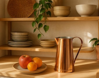 Hand Hammered Copper Water Pitcher: Turkish Artisanal Jug