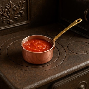 Handcrafted Mini Copper Saucepan Set: Brass Handles, Tin Lined