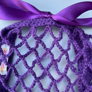 Purple 1940s style retro ribbon snood hairnet image 2