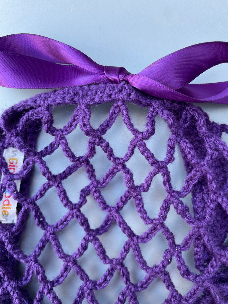 Purple 1940s style retro ribbon snood hairnet image 2