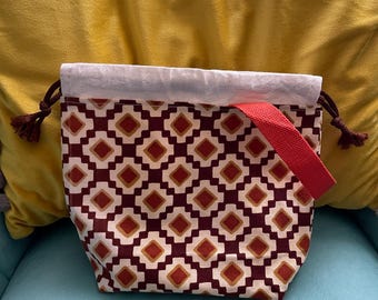 Drawstring project bag for knitting, crochet or embroidery - Small/sock/one-skein