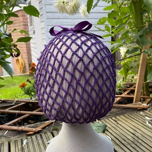 Purple 1940s style retro ribbon snood hairnet image 4