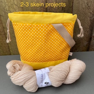 Kordelzug Projektbeutel zum Stricken, Häkeln oder Sticken Dotty Yellow Bild 4