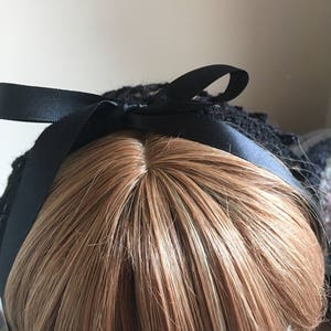 Classic black 1940s style retro ribbon snood hairnet Audrey image 6