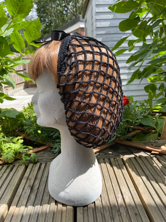 Classic Black 1940s Style Retro Ribbon Snood Hairnet  display picture 3