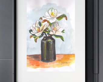 Original handmade painted watercolor art ,Wall decor,handmade,vintage,vase, flowers garden,Watercolor art,600 dpi high quality