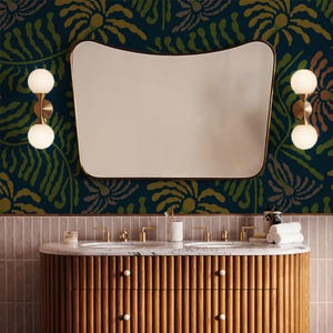 Abstrakt blommig tapet i djungelbrus i vintagestil, självhäftande, anpassningsbar färg, enkel installation.