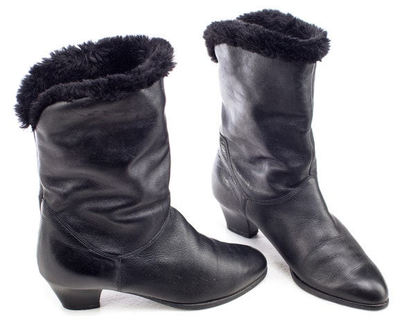 slouchy black leather boots