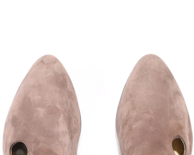 US women 7.5 Brown Suede Shoes Vintage Louie Heel 70s Retro Shoes Granny Style Wide Fit Flapper Boho Shoes Leather Sole Eur 38 UK 5