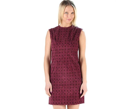 Wine Red Corduroy Dress 70s Red Mini Dress Raspber