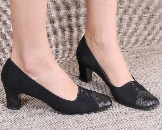 black suede court shoes uk
