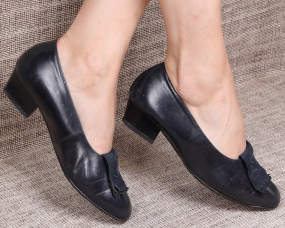 navy wide fit low heel shoes