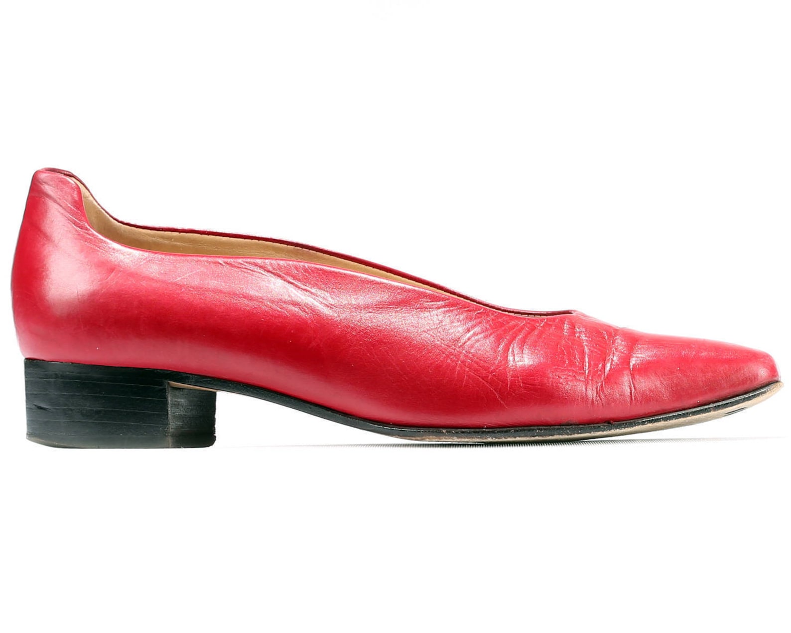 size 6.5 red ballet shoes 80s leather mod low heel slip on european quality bally burgundy leather shoes 1980s eur 37 , us 6.5 ,