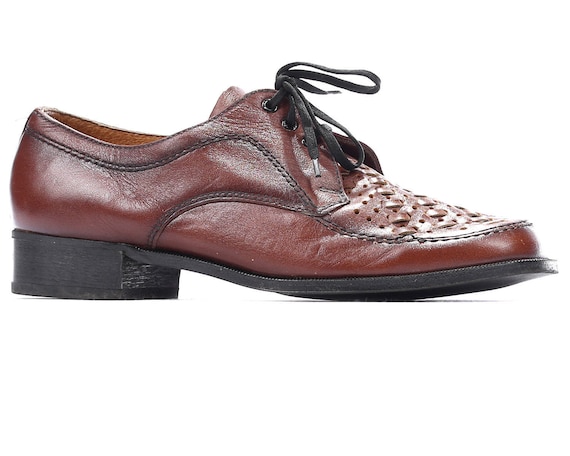 Us Men 8 Braided Shoes Oxford 80s Brown Retro Bask
