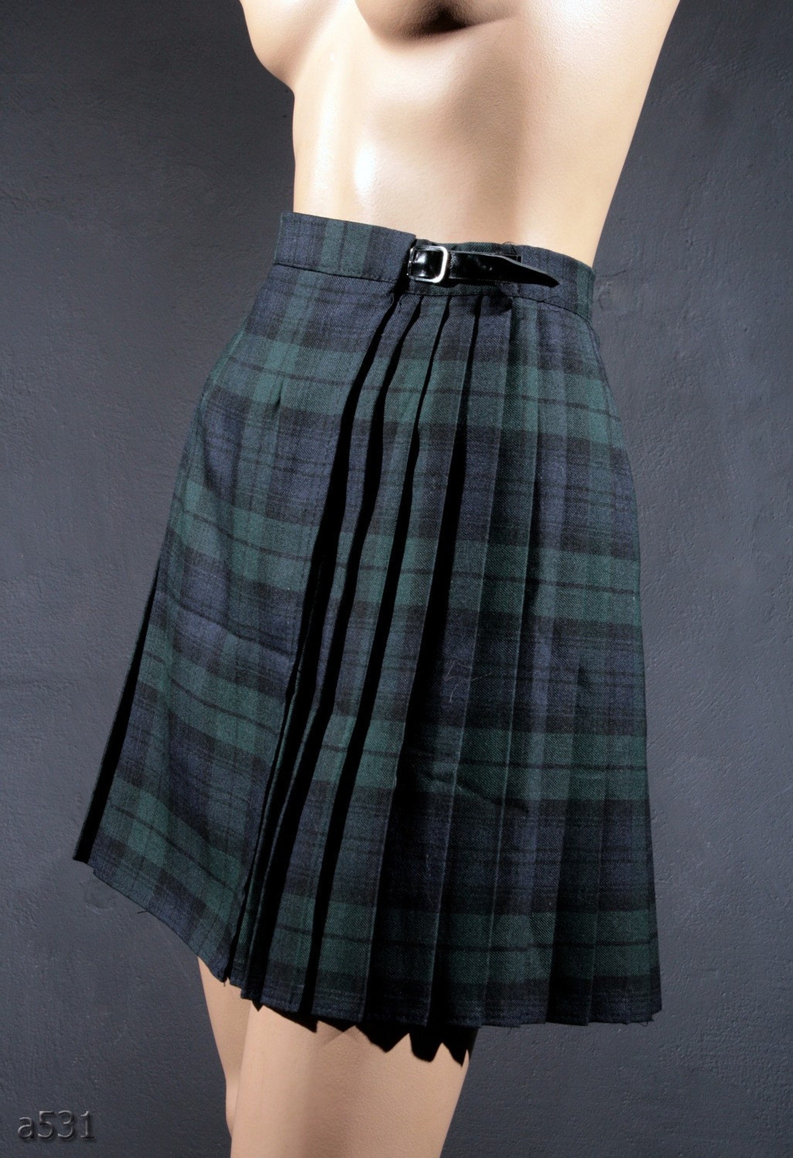 Vintage 1970s plaid wrap school Uniform Skirt in moss green Etsy