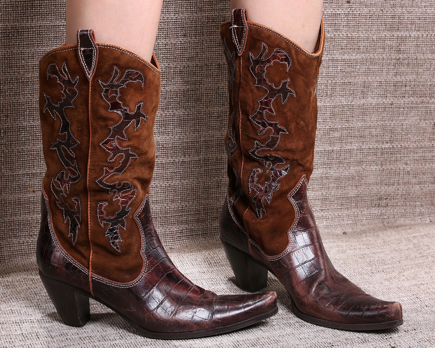 Mujer Us 10 Western botas 90s Mujer Wide Fit Marrón Cowboy botas cuero ante Cuban Heel botas High Quality Reptile Print Eur 41 UK 7.5 00c279 Mujer Us 10 Western botas 90s Mujer Wide Fit Marrón Cowboy botas cuero ante Cuban Heel botas High Quality Reptile Print Eur 41 UK 7.5 00c279