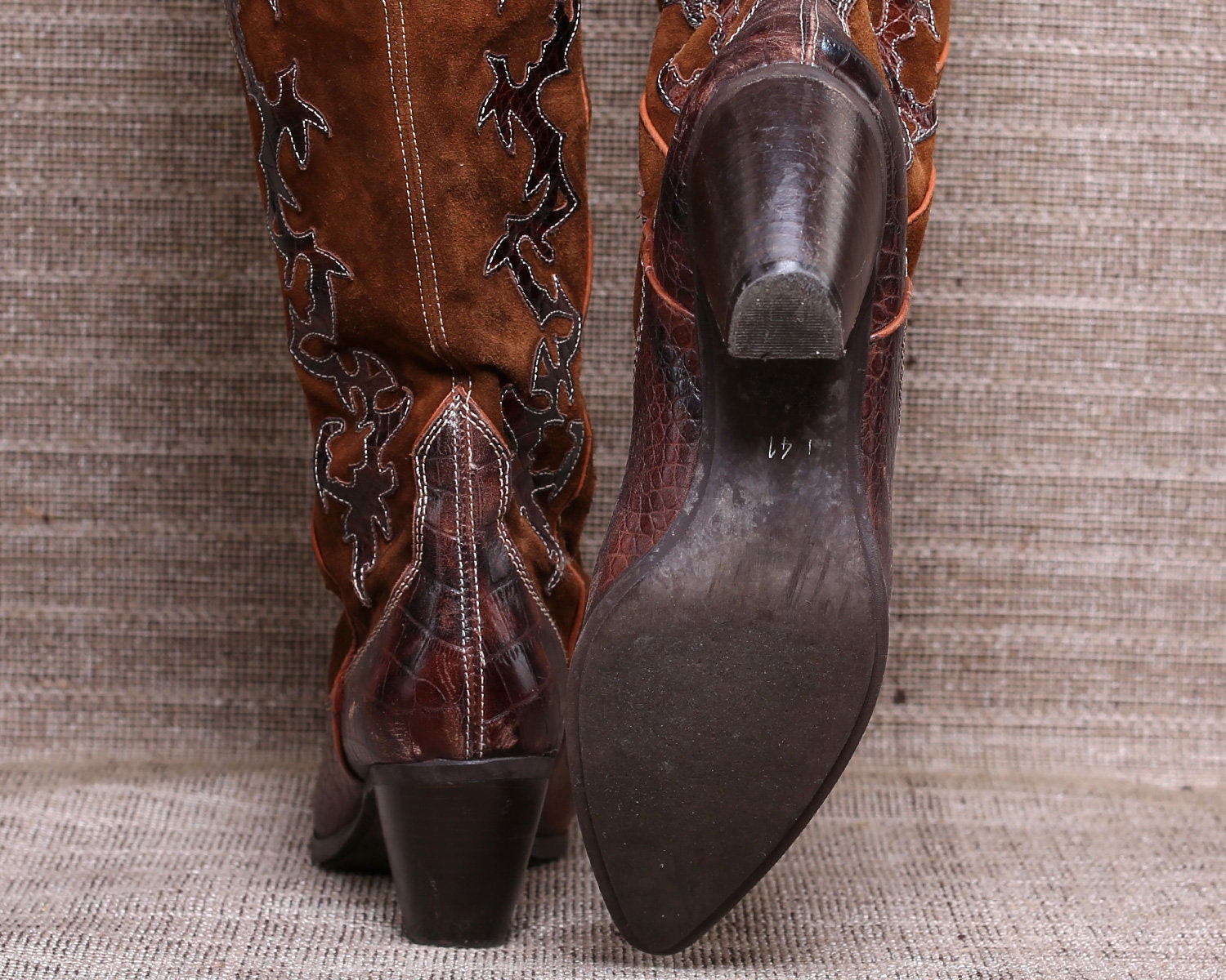 Mujer Us 10 Western botas 90s Mujer Wide Fit Marrón Cowboy botas cuero ante Cuban Heel botas High Quality Reptile Print Eur 41 UK 7.5 00c279 Mujer Us 10 Western botas 90s Mujer Wide Fit Marrón Cowboy botas cuero ante Cuban Heel botas High Quality Reptile Print Eur 41 UK 7.5 00c279